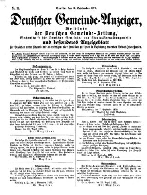 Deutsche Gemeinde-Zeitung Samstag 17. September 1870