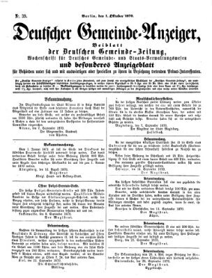 Deutsche Gemeinde-Zeitung Samstag 1. Oktober 1870