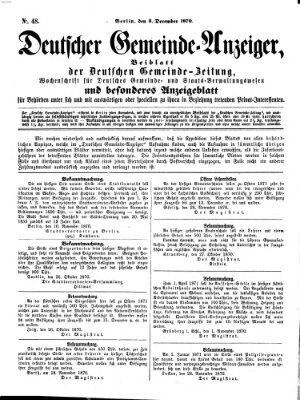 Deutsche Gemeinde-Zeitung Samstag 3. Dezember 1870