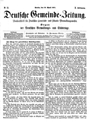 Deutsche Gemeinde-Zeitung Samstag 15. April 1871