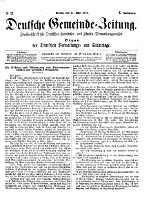 Deutsche Gemeinde-Zeitung Samstag 27. Mai 1871