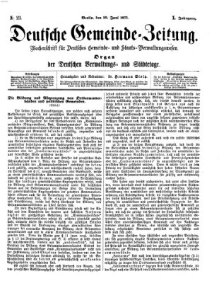 Deutsche Gemeinde-Zeitung Samstag 10. Juni 1871