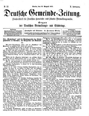 Deutsche Gemeinde-Zeitung Samstag 12. August 1871