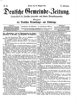 Deutsche Gemeinde-Zeitung Samstag 19. August 1871