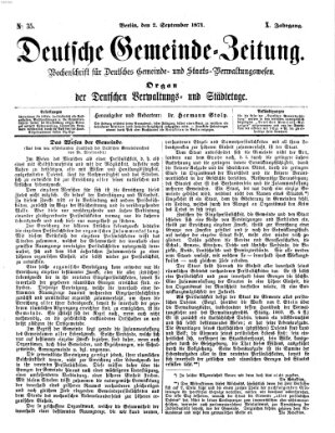 Deutsche Gemeinde-Zeitung Samstag 2. September 1871