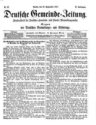 Deutsche Gemeinde-Zeitung Samstag 16. September 1871