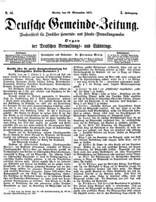 Deutsche Gemeinde-Zeitung Samstag 18. November 1871