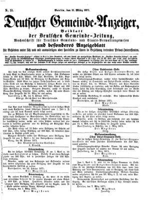 Deutsche Gemeinde-Zeitung Samstag 11. März 1871