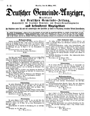 Deutsche Gemeinde-Zeitung Samstag 25. März 1871