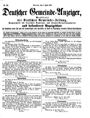 Deutsche Gemeinde-Zeitung Samstag 1. Juli 1871