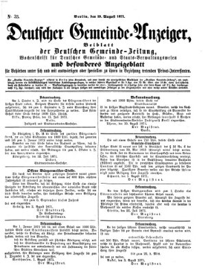 Deutsche Gemeinde-Zeitung Samstag 19. August 1871