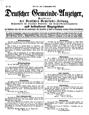 Deutsche Gemeinde-Zeitung Samstag 2. September 1871