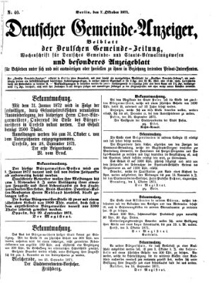 Deutsche Gemeinde-Zeitung Samstag 7. Oktober 1871