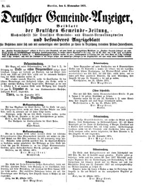 Deutsche Gemeinde-Zeitung Samstag 4. November 1871