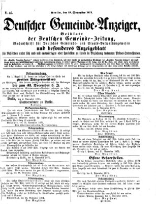 Deutsche Gemeinde-Zeitung Samstag 18. November 1871