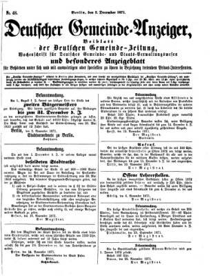 Deutsche Gemeinde-Zeitung Samstag 2. Dezember 1871