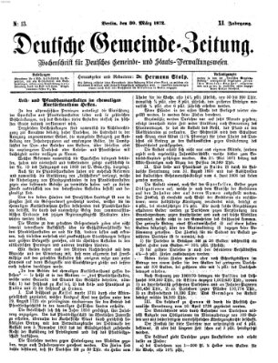 Deutsche Gemeinde-Zeitung Samstag 30. März 1872