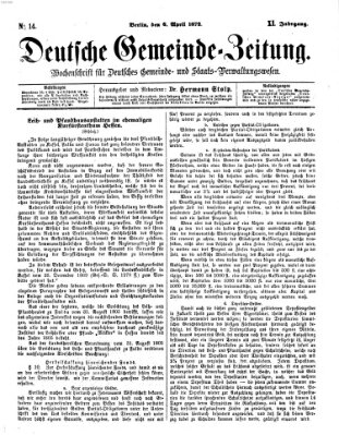 Deutsche Gemeinde-Zeitung Samstag 6. April 1872