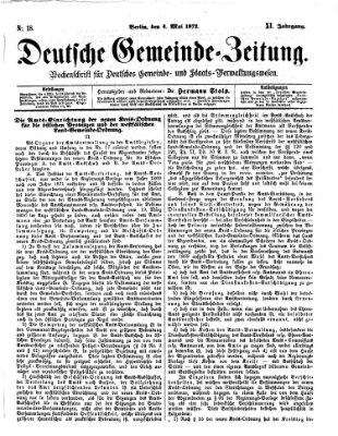 Deutsche Gemeinde-Zeitung Samstag 4. Mai 1872