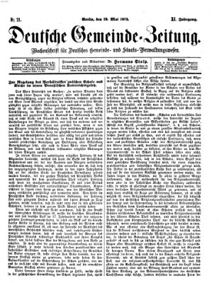 Deutsche Gemeinde-Zeitung Samstag 25. Mai 1872