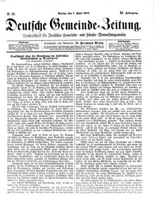 Deutsche Gemeinde-Zeitung Samstag 1. Juni 1872