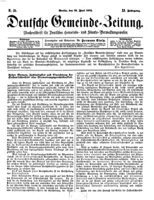 Deutsche Gemeinde-Zeitung Samstag 22. Juni 1872