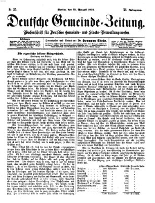 Deutsche Gemeinde-Zeitung Samstag 31. August 1872