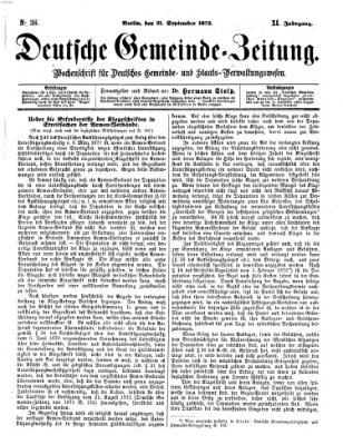 Deutsche Gemeinde-Zeitung Samstag 21. September 1872