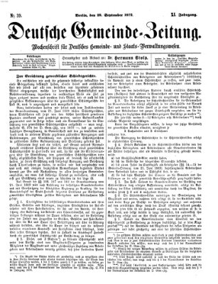 Deutsche Gemeinde-Zeitung Samstag 28. September 1872