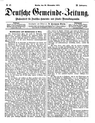 Deutsche Gemeinde-Zeitung Donnerstag 28. November 1872