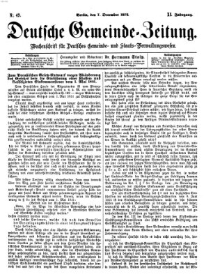 Deutsche Gemeinde-Zeitung Samstag 7. Dezember 1872