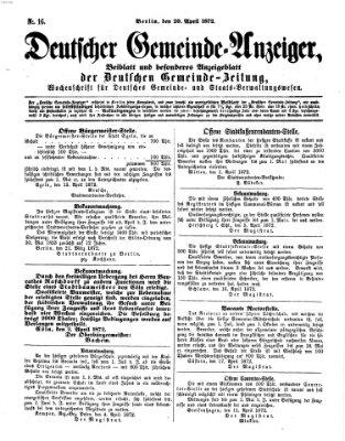 Deutsche Gemeinde-Zeitung Samstag 20. April 1872