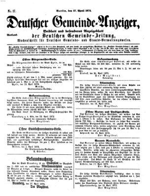 Deutsche Gemeinde-Zeitung Samstag 27. April 1872