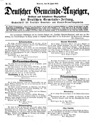 Deutsche Gemeinde-Zeitung Samstag 22. Juni 1872