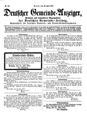 Deutsche Gemeinde-Zeitung Samstag 20. Juli 1872