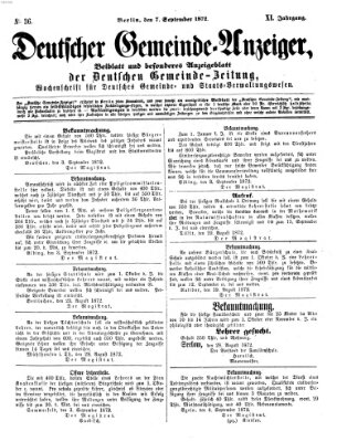 Deutsche Gemeinde-Zeitung Samstag 7. September 1872