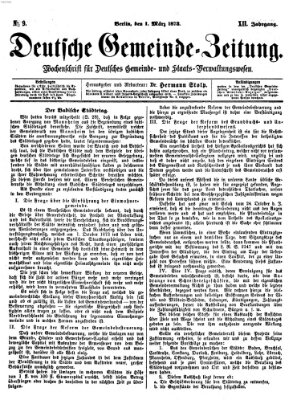 Deutsche Gemeinde-Zeitung Samstag 1. März 1873