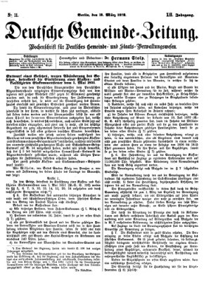 Deutsche Gemeinde-Zeitung Samstag 15. März 1873