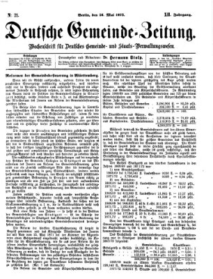 Deutsche Gemeinde-Zeitung Samstag 24. Mai 1873