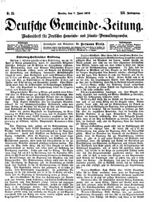 Deutsche Gemeinde-Zeitung Samstag 7. Juni 1873