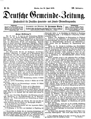 Deutsche Gemeinde-Zeitung Samstag 14. Juni 1873