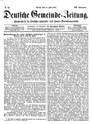 Deutsche Gemeinde-Zeitung Samstag 12. Juli 1873