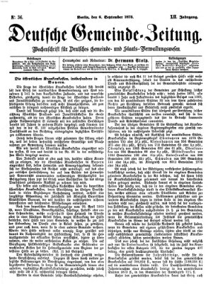 Deutsche Gemeinde-Zeitung Samstag 6. September 1873