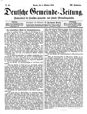 Deutsche Gemeinde-Zeitung Samstag 4. Oktober 1873