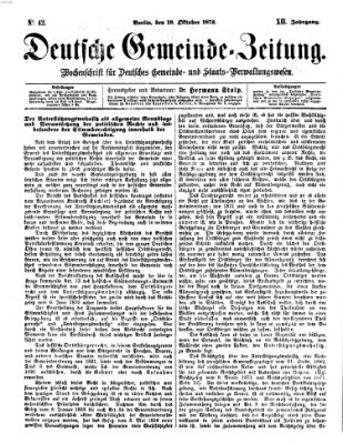 Deutsche Gemeinde-Zeitung Samstag 18. Oktober 1873