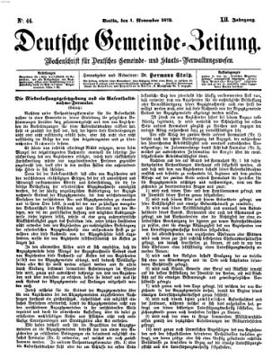 Deutsche Gemeinde-Zeitung Samstag 1. November 1873