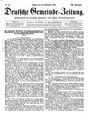 Deutsche Gemeinde-Zeitung Samstag 15. November 1873