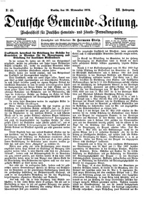 Deutsche Gemeinde-Zeitung Samstag 29. November 1873