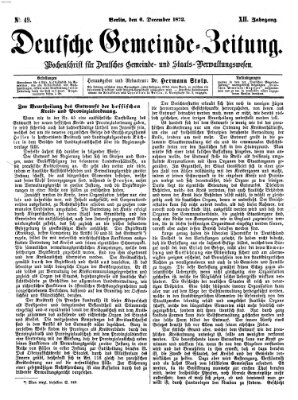 Deutsche Gemeinde-Zeitung Samstag 6. Dezember 1873