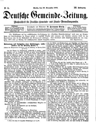 Deutsche Gemeinde-Zeitung Samstag 20. Dezember 1873